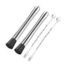 4Pcs 10'' Muddler and Spoon